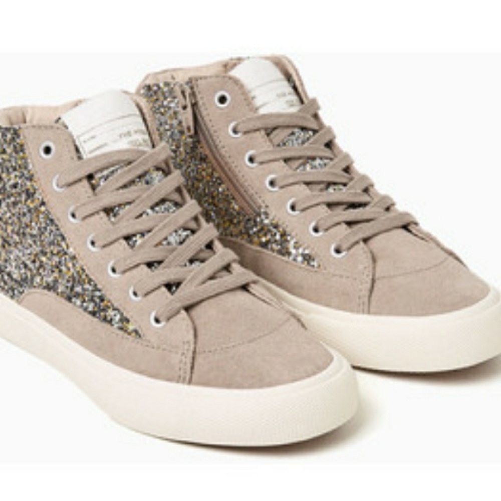 Zara Girls Lined Glitter High Top Sneakers